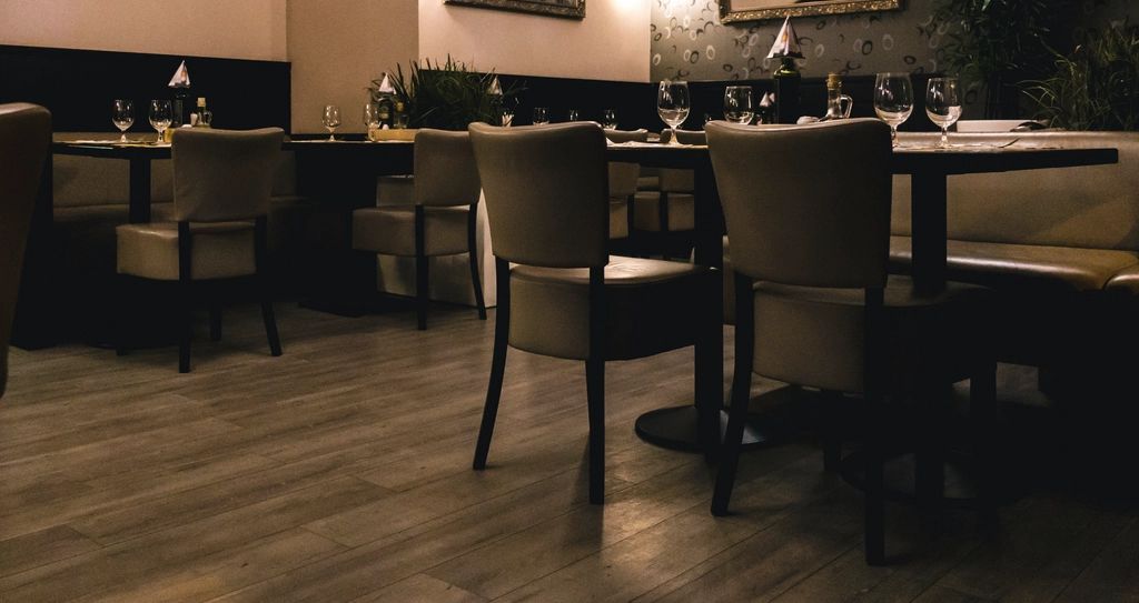 The dining room, laid for service