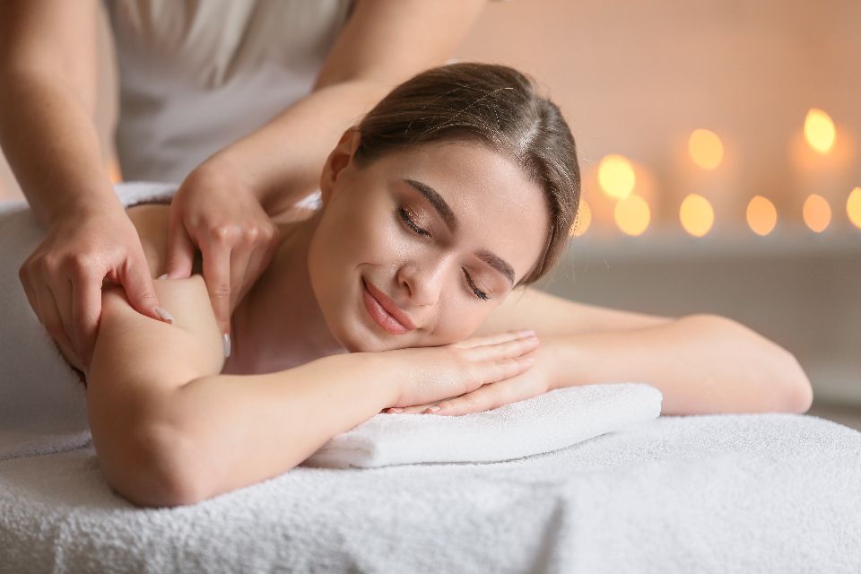 A spa treatment room prepared for a guest
